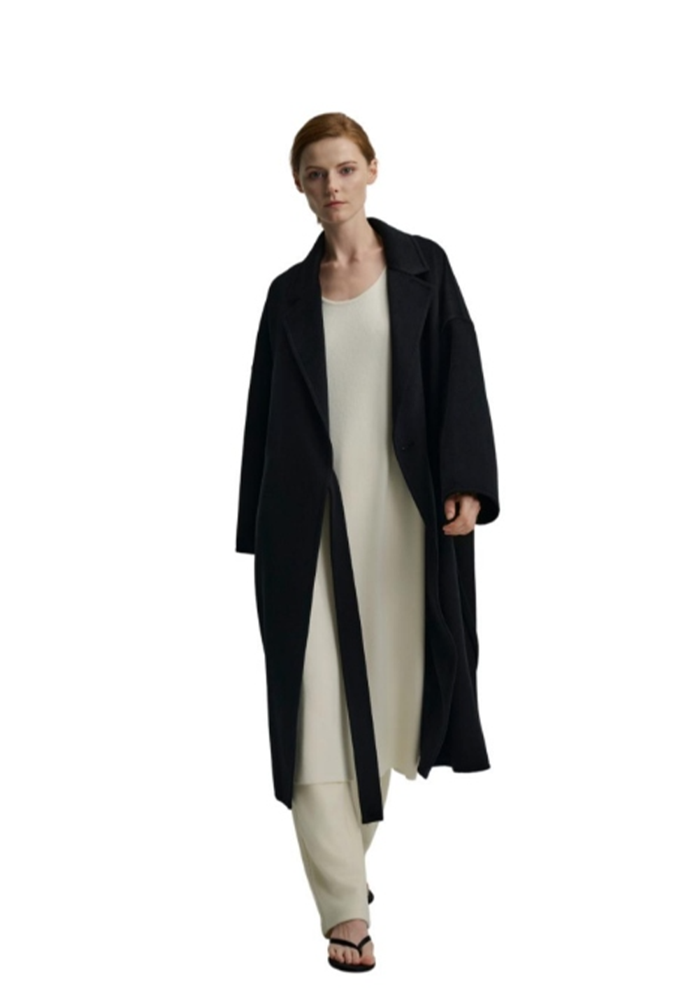 CASHMERE 100% Cashmere Coat With Concealed Buttons - Black