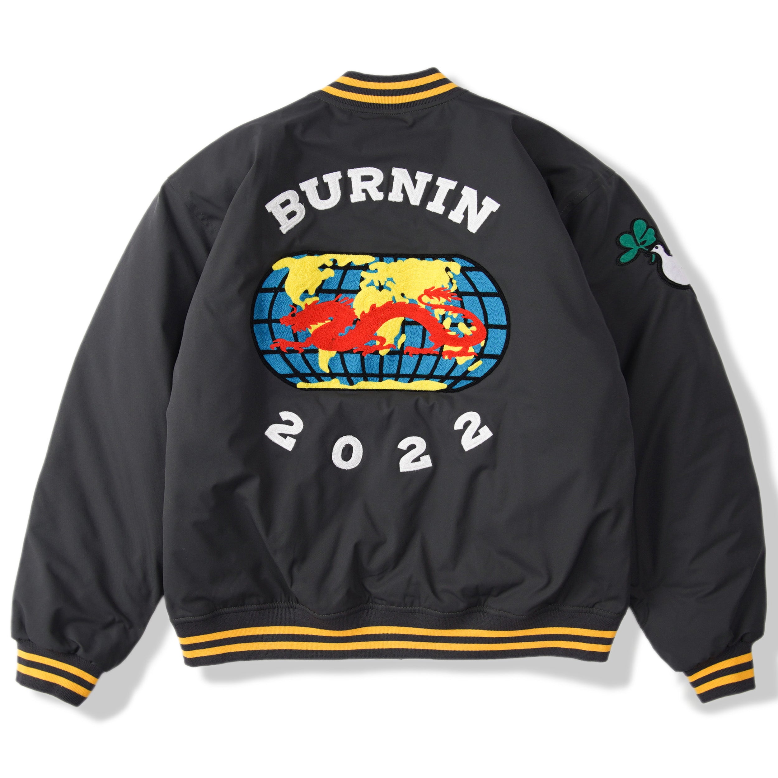 BURNIN PEACE&LOVE EMBROIDERED BASEBALL JACKET - PSYLOS 1, BURNIN PEACE&LOVE EMBROIDERED BASEBALL JACKET, Jackets, Burnin, PSYLOS 1