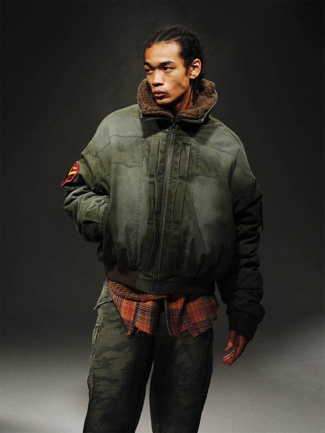 TREclub | Washed Green Aviator Jacket - PSYLOS 1, TREclub | Washed Green Aviator Jacket, Jackets, TREclub•JAPAN, PSYLOS 1