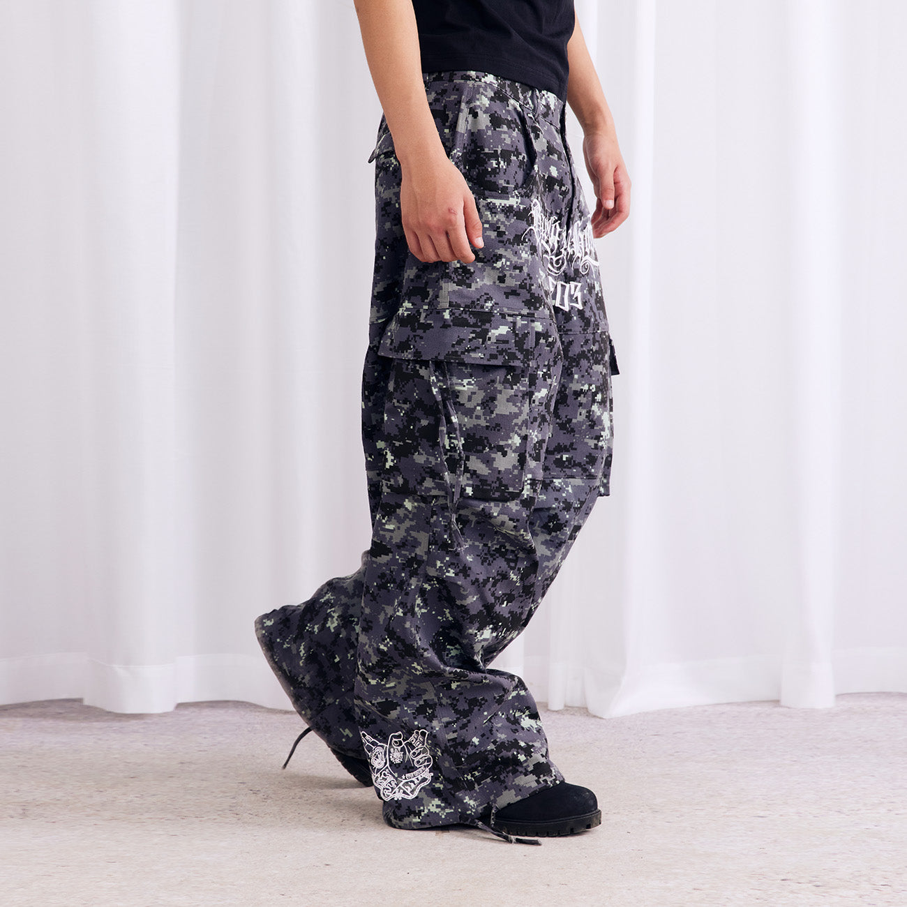Burnin* "2503" Digital Camouflage Wide-Leg Pants - PSYLOS 1, Burnin* "2503" Digital Camouflage Wide-Leg Pants, Pants, Burnin, PSYLOS 1