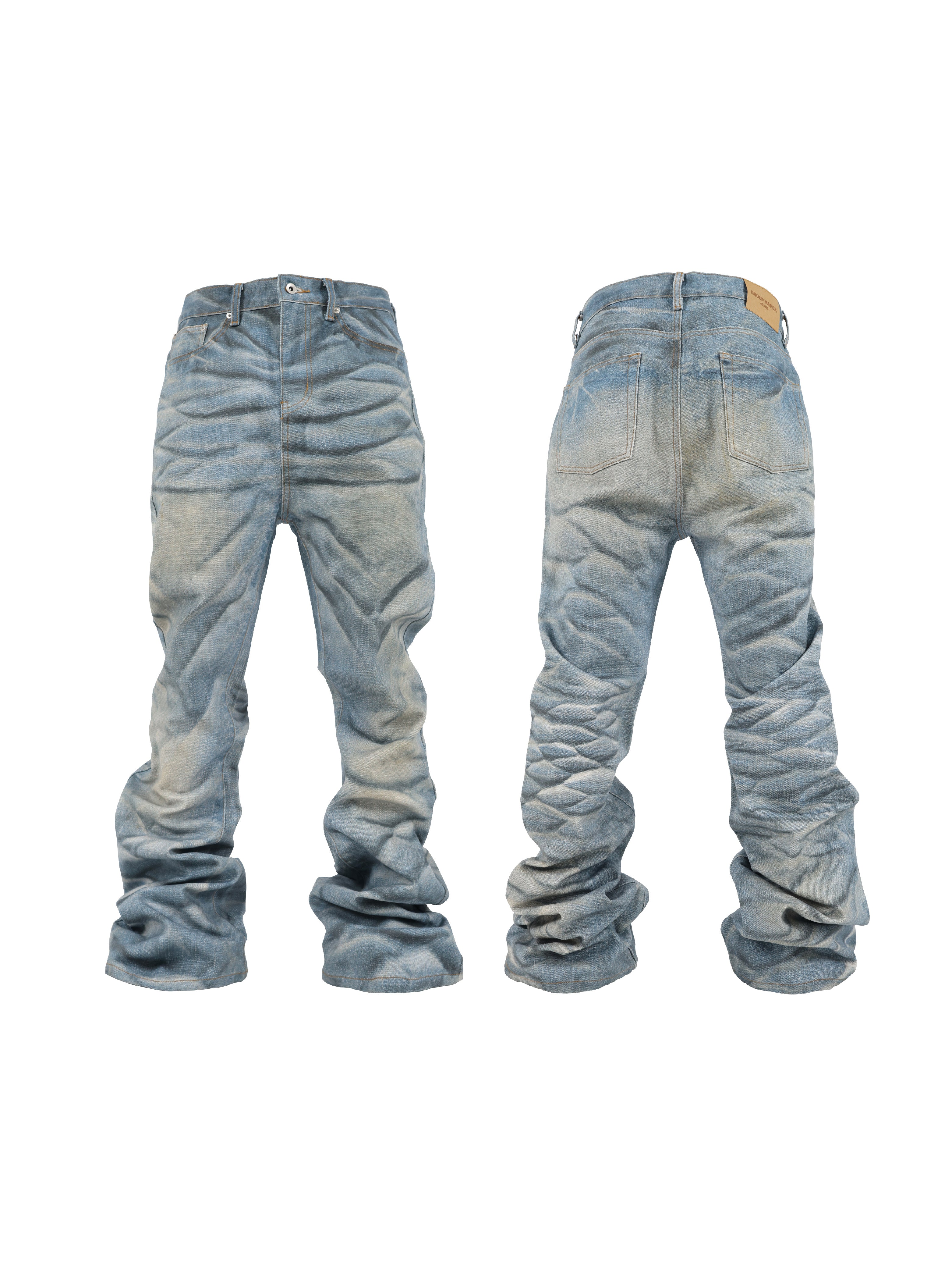 Blue Claw Ripple Flared Pants