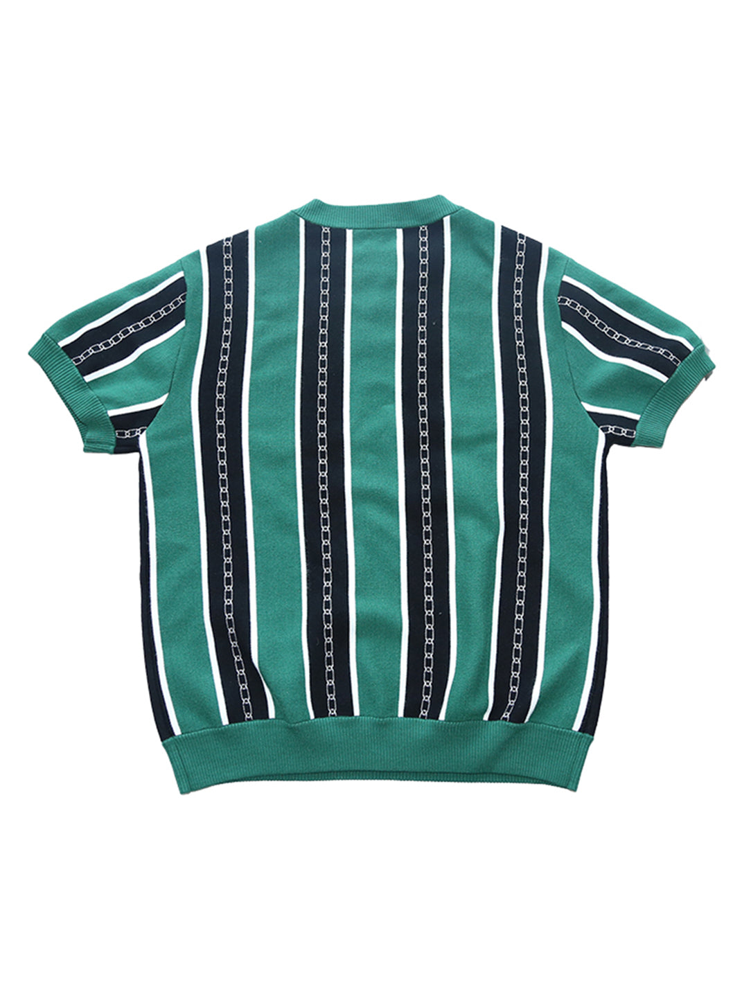 TREclub | Green Striped Knit Short Sleeve Sweater - PSYLOS 1, TREclub | Green Striped Knit Short Sleeve Sweater, Sweater, TREclub•JAPAN, PSYLOS 1