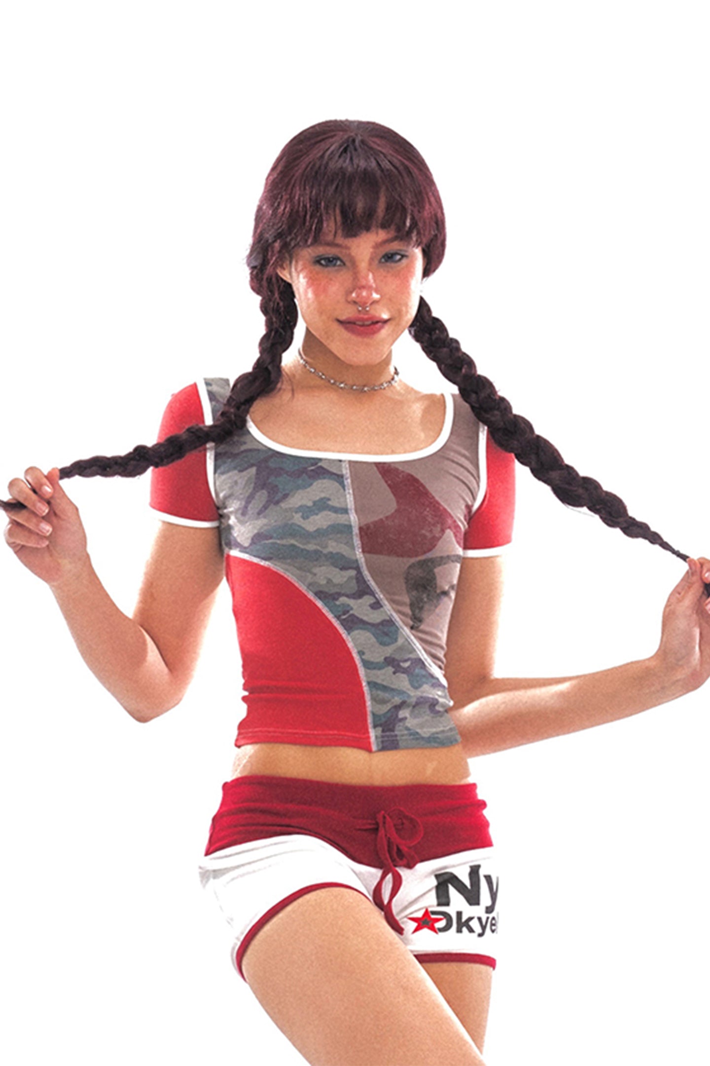 Retro Star Contrast Low-Rise Shorts - PSYLOS 1, Retro Star Contrast Low-Rise Shorts, Shorts, NyDkyel, PSYLOS 1