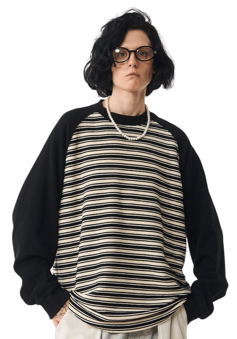 Striped Color Block Sweatershirt - PSYLOS 1, Striped Color Block Sweatershirt, Sweatshirts, MODITEC, PSYLOS 1