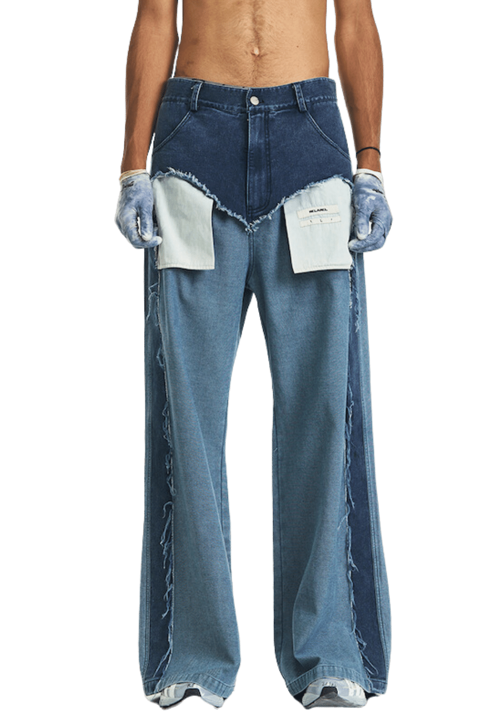 Deconstructed Washed Frayed Edge Jeans - PSYLOS 1, Deconstructed Washed Frayed Edge Jeans, Pants, RELABEL, PSYLOS 1