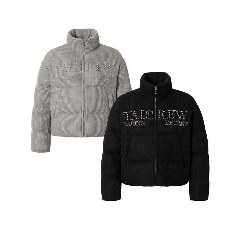 YADcrew丨Electroplated Pearl Slogan Woolen Stand-Up Collar Thickened Cotton Jacket - PSYLOS 1, YADcrew丨Electroplated Pearl Slogan Woolen Stand-Up Collar Thickened Cotton Jacket, Jacket, YADcrew•JAPAN, PSYLOS 1