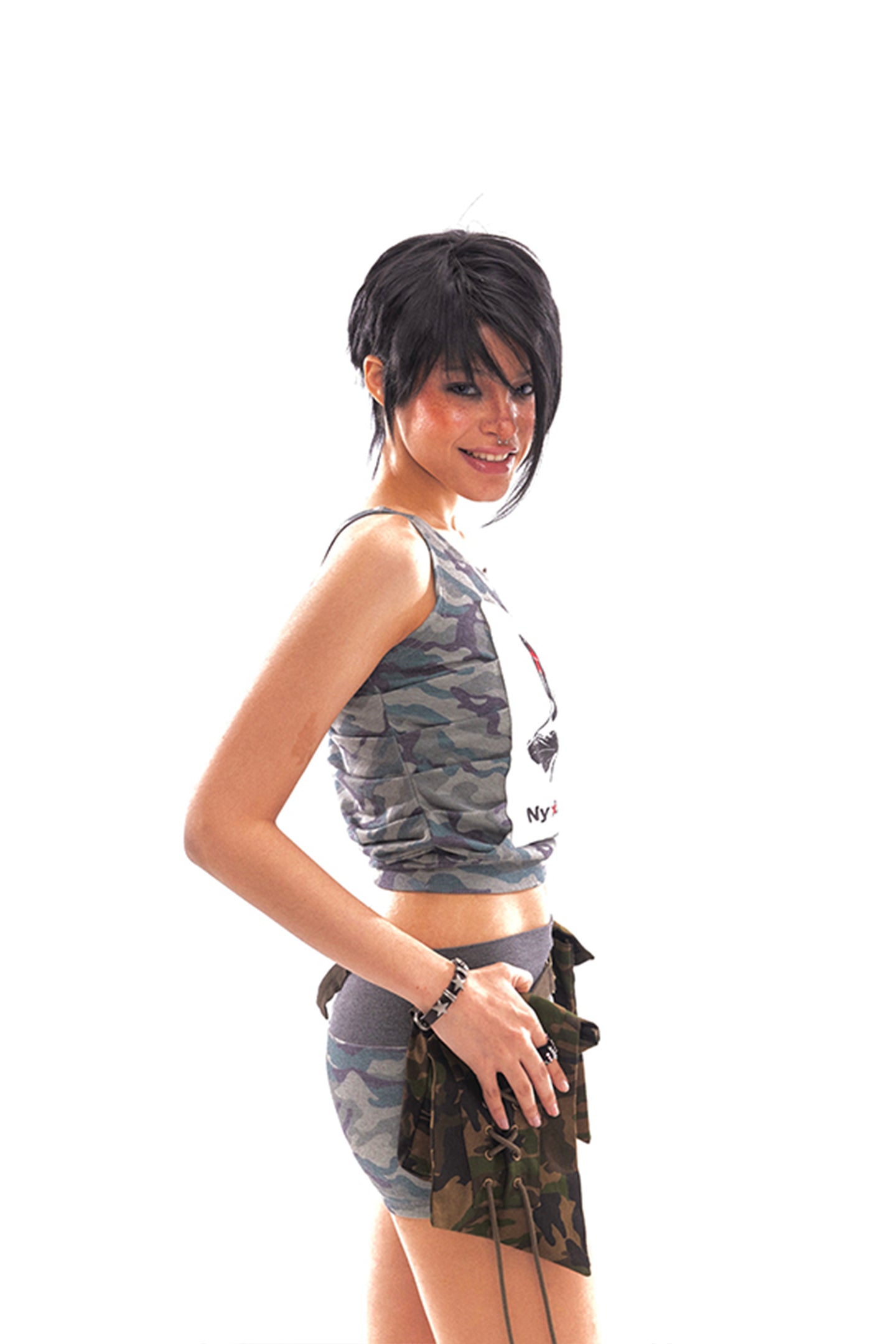 Camo Off-Shoulder Patch Top - PSYLOS 1, Camo Off-Shoulder Patch Top, T-shirt, NyDkyel, PSYLOS 1