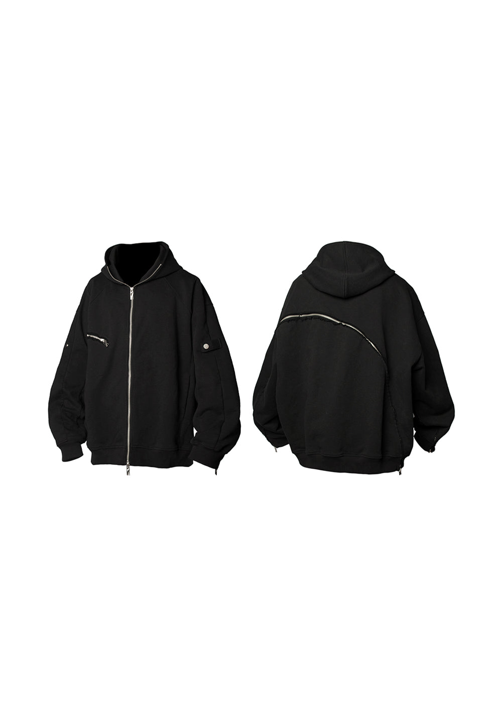 RELABEL丨Triple Zipper Detachable Crop Patchwork Multi-Wear Zip Sweatshirt - PSYLOS 1, RELABEL丨Triple Zipper Detachable Crop Patchwork Multi-Wear Zip Sweatshirt, Sweatshirts, RELABEL, PSYLOS 1