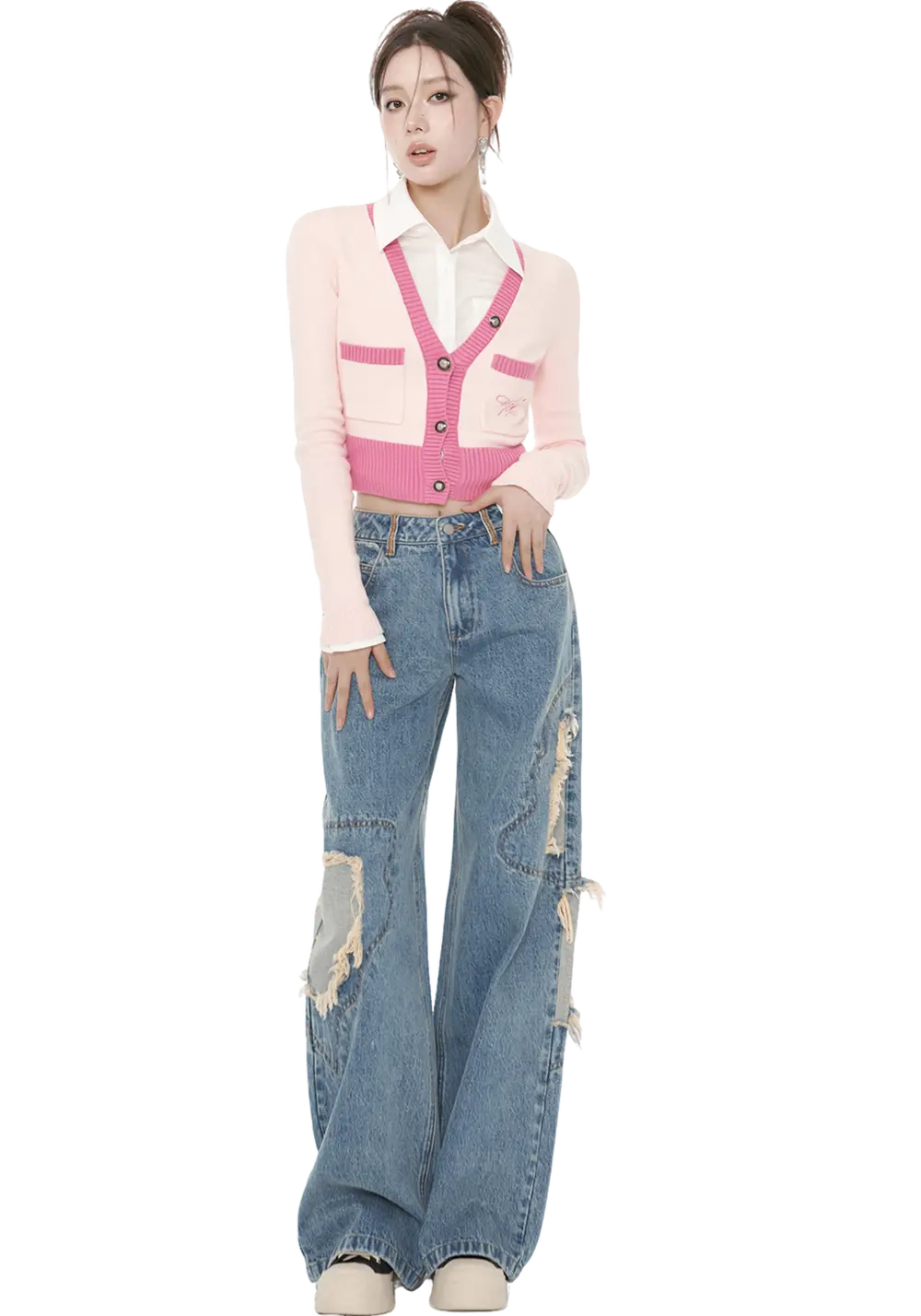 Irregular Ripped Jeans - PSYLOS 1, Irregular Ripped Jeans, Pants, WooHa, PSYLOS 1