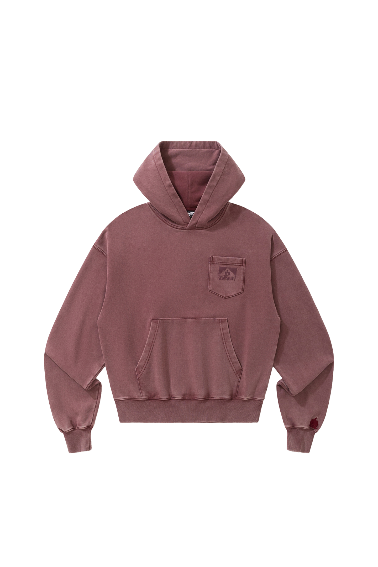 BURNIN* “97’series” worn square logo washed and distressed hooded sweatshirt - PSYLOS 1, BURNIN* “97’series” worn square logo washed and distressed hooded sweatshirt, T-Shirt, Burnin, PSYLOS 1