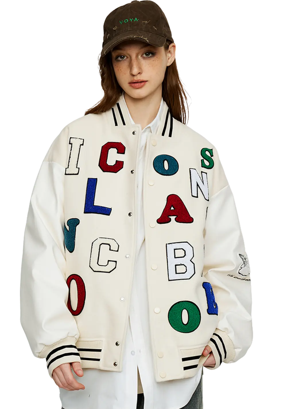 Colorful Letters Baseball Jersey - PSYLOS 1, Colorful Letters Baseball Jersey, Jacket, iconslab, PSYLOS 1