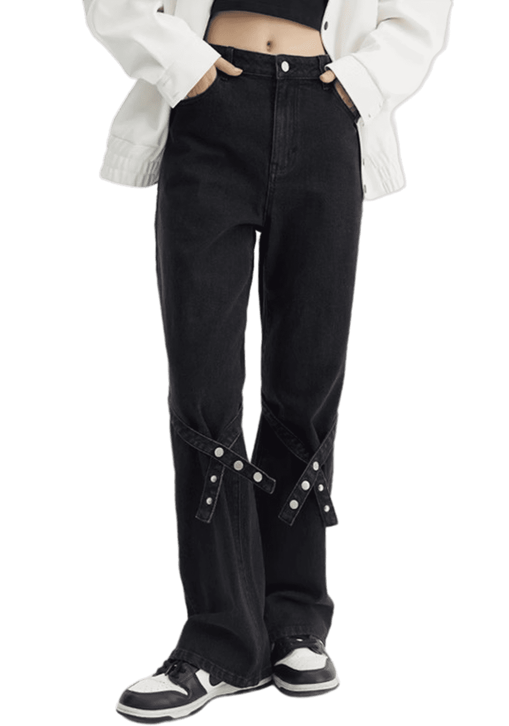 Straight High Street Lace Up Jeans - PSYLOS 1, Straight High Street Lace Up Jeans, Pants, iconslab, PSYLOS 1
