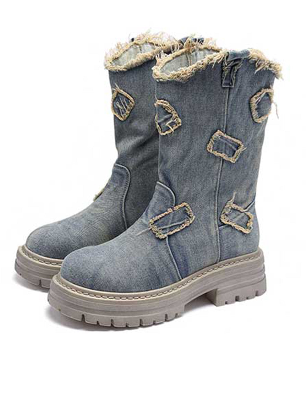 GSL | Washed Ripped Demin Platform Mid Boots - PSYLOS 1, GSL | Washed Ripped Demin Platform Mid Boots, Women's Shoes, GSL, PSYLOS 1