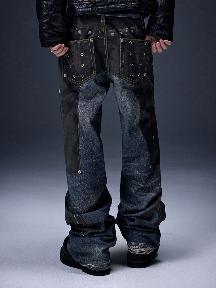 YADcrew丨Rivet Tie Leather Print Pants - PSYLOS 1, YADcrew丨Rivet Tie Leather Print Pants, Pants, YADcrew•JAPAN, PSYLOS 1