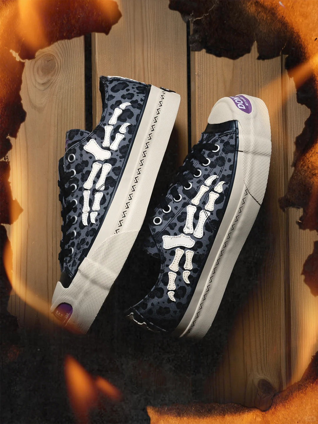 T/C MADE│S45 Smiley Low-Tops - Leopard/Bone Canvas Shoes with Thick Sole - PSYLOS 1, T/C MADE│S45 Smiley Low-Tops - Leopard/Bone Canvas Shoes with Thick Sole, Canvas Sneakers, T/C MADE, PSYLOS 1