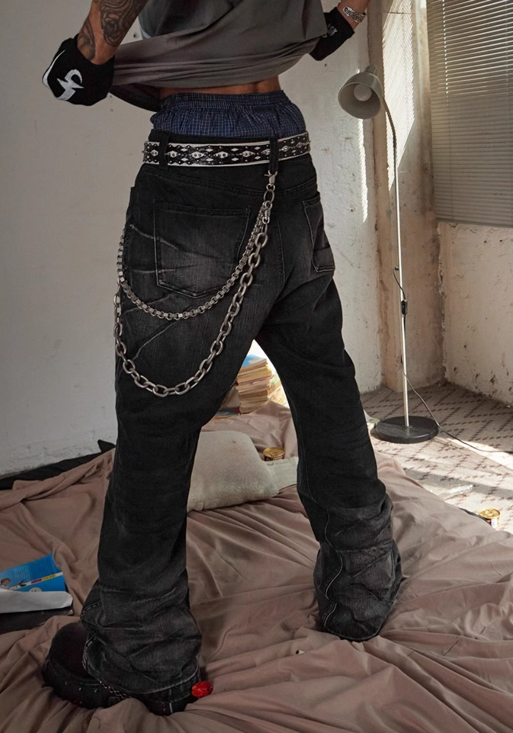 DND4DES丨Croc-Pattern Studded Belt - PSYLOS 1, DND4DES丨Croc-Pattern Studded Belt, Belt, DND4DES•JAPAN, PSYLOS 1