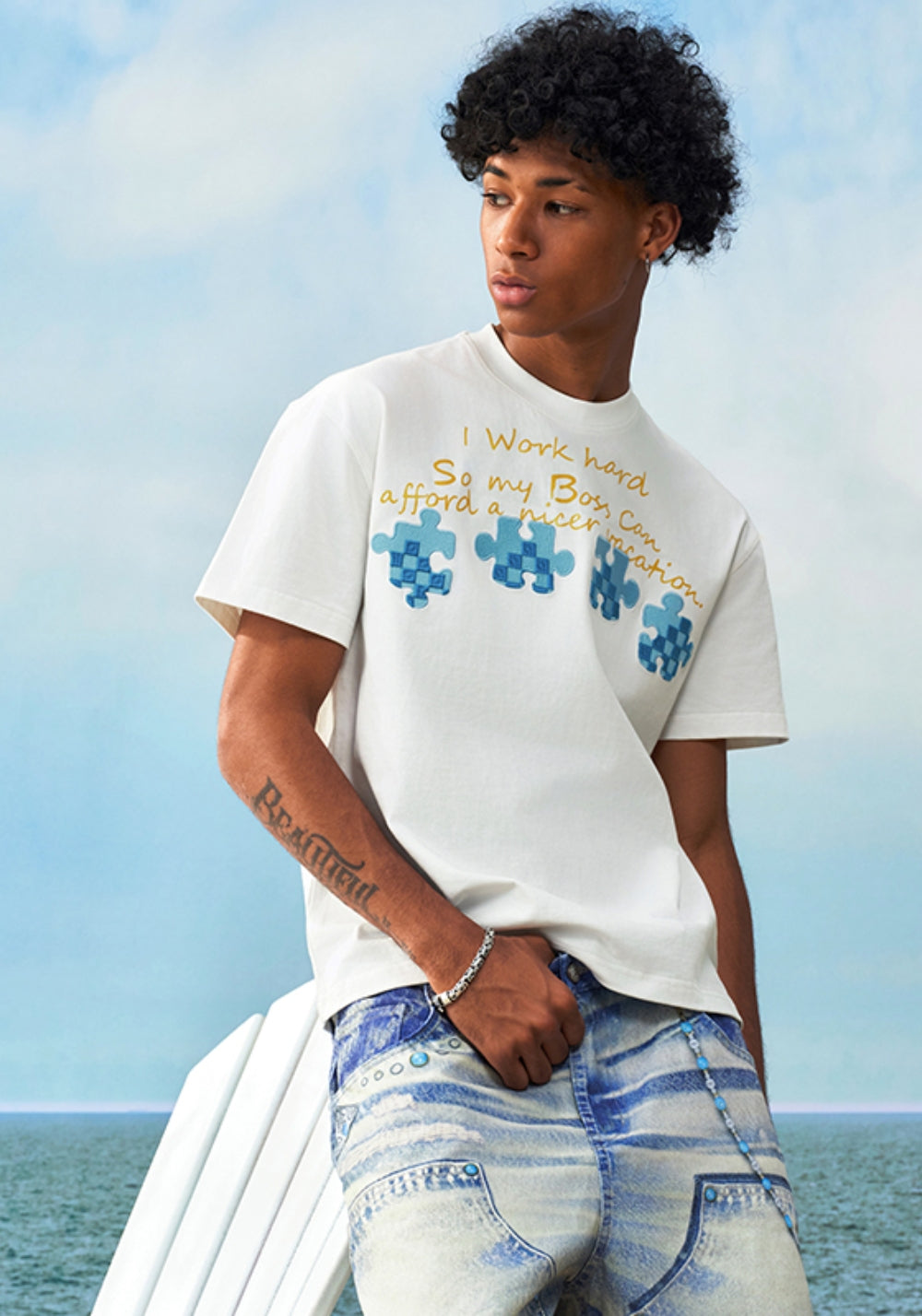 YADcrew丨YADcrew Summer Checkerboard Tee-White - PSYLOS 1, YADcrew丨YADcrew Summer Checkerboard Tee-White, T-Shirt, YADcrew•JAPAN, PSYLOS 1