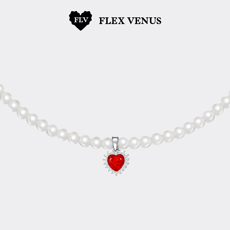 FLV Heartbeat Trajectory Opal Love Heart Necklace