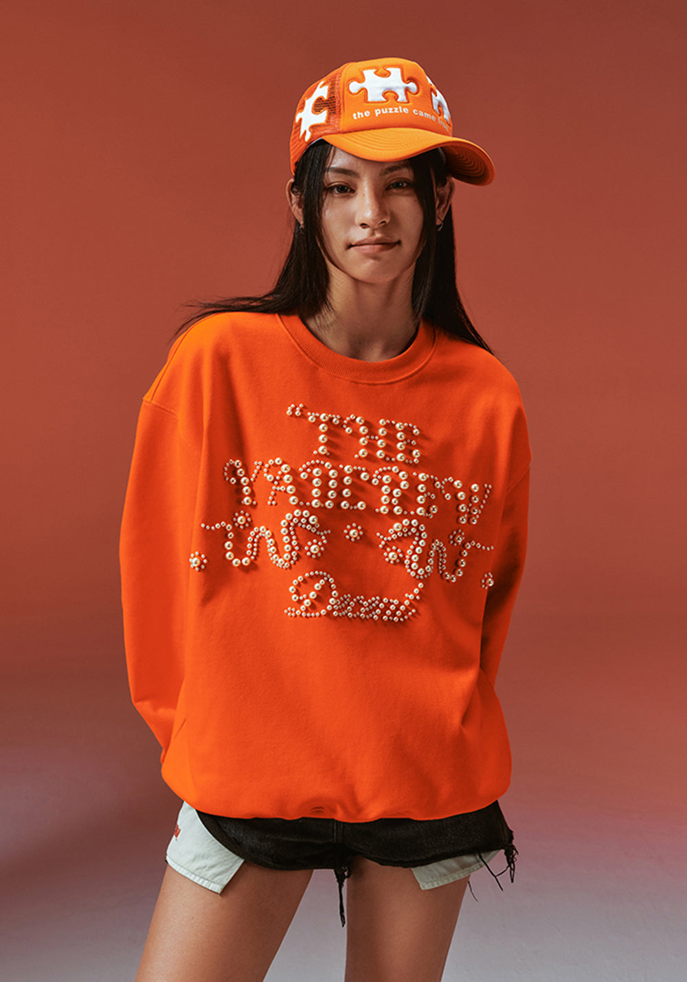 YADcrew丨Pearl Text Snake Shadow Typography Sweatshirt - PSYLOS 1, YADcrew丨Pearl Text Snake Shadow Typography Sweatshirt, Sweatshirts, YADcrew•JAPAN, PSYLOS 1
