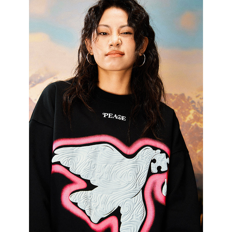 YADcrew | Peace Dove Printed Sweatshirt For Couple - PSYLOS 1, YADcrew | Peace Dove Printed Sweatshirt For Couple, Sweatshirts, YADcrew•JAPAN, PSYLOS 1