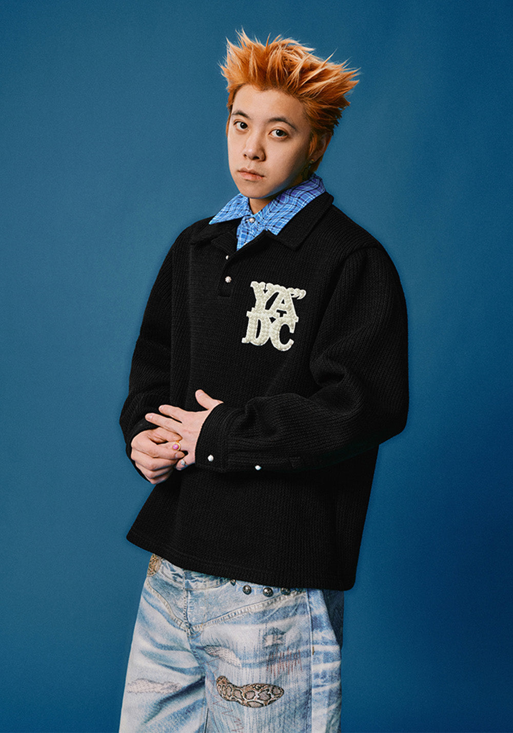 YADcrew丨Pearl LOGO Double Collar POLO Long Sleeve - PSYLOS 1, YADcrew丨Pearl LOGO Double Collar POLO Long Sleeve, Sweater, YADcrew•JAPAN, PSYLOS 1