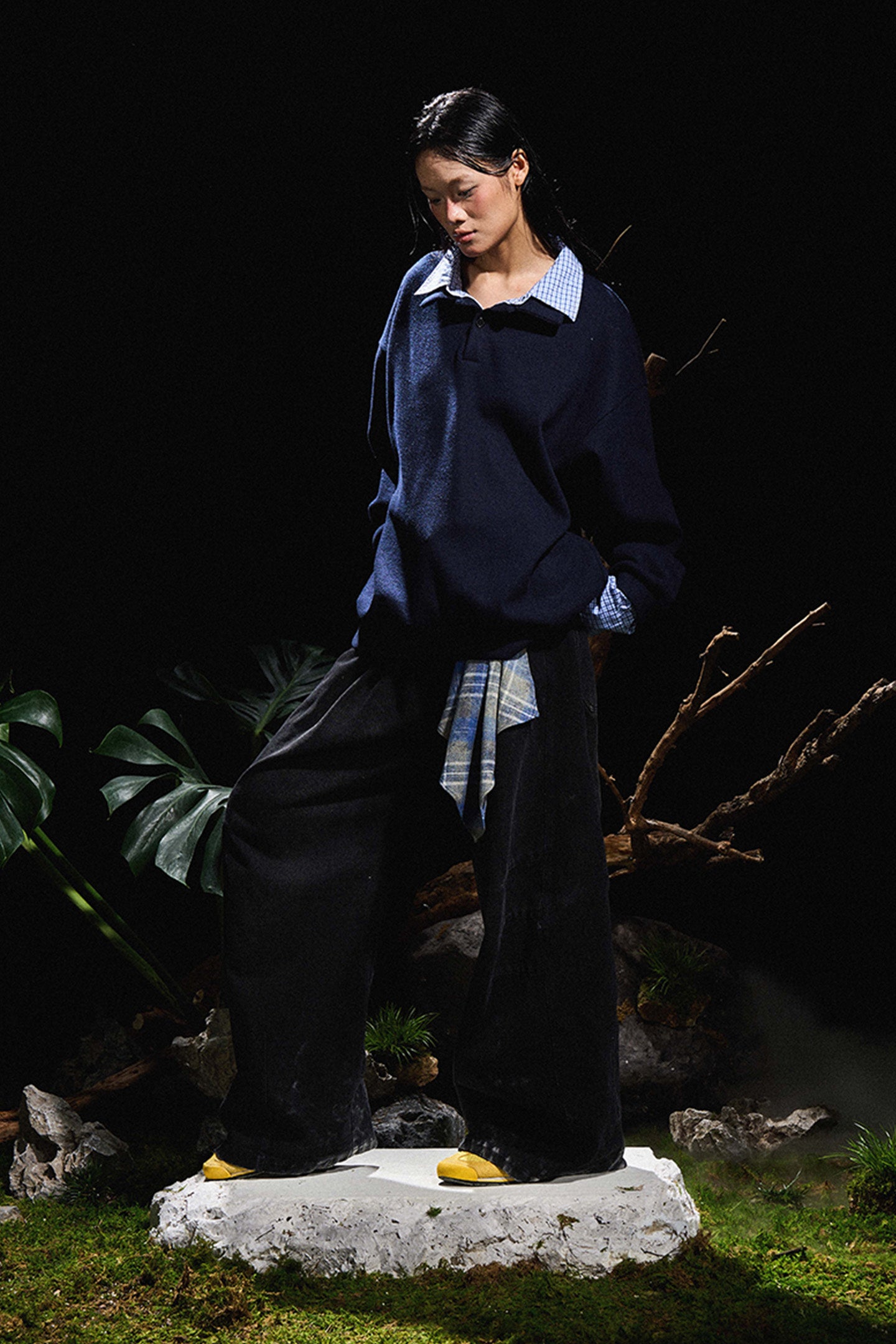 RELABEL丨Double-layer Plaid Patchwork Sweater - PSYLOS 1, RELABEL丨Double-layer Plaid Patchwork Sweater, Sweater, RELABEL, PSYLOS 1