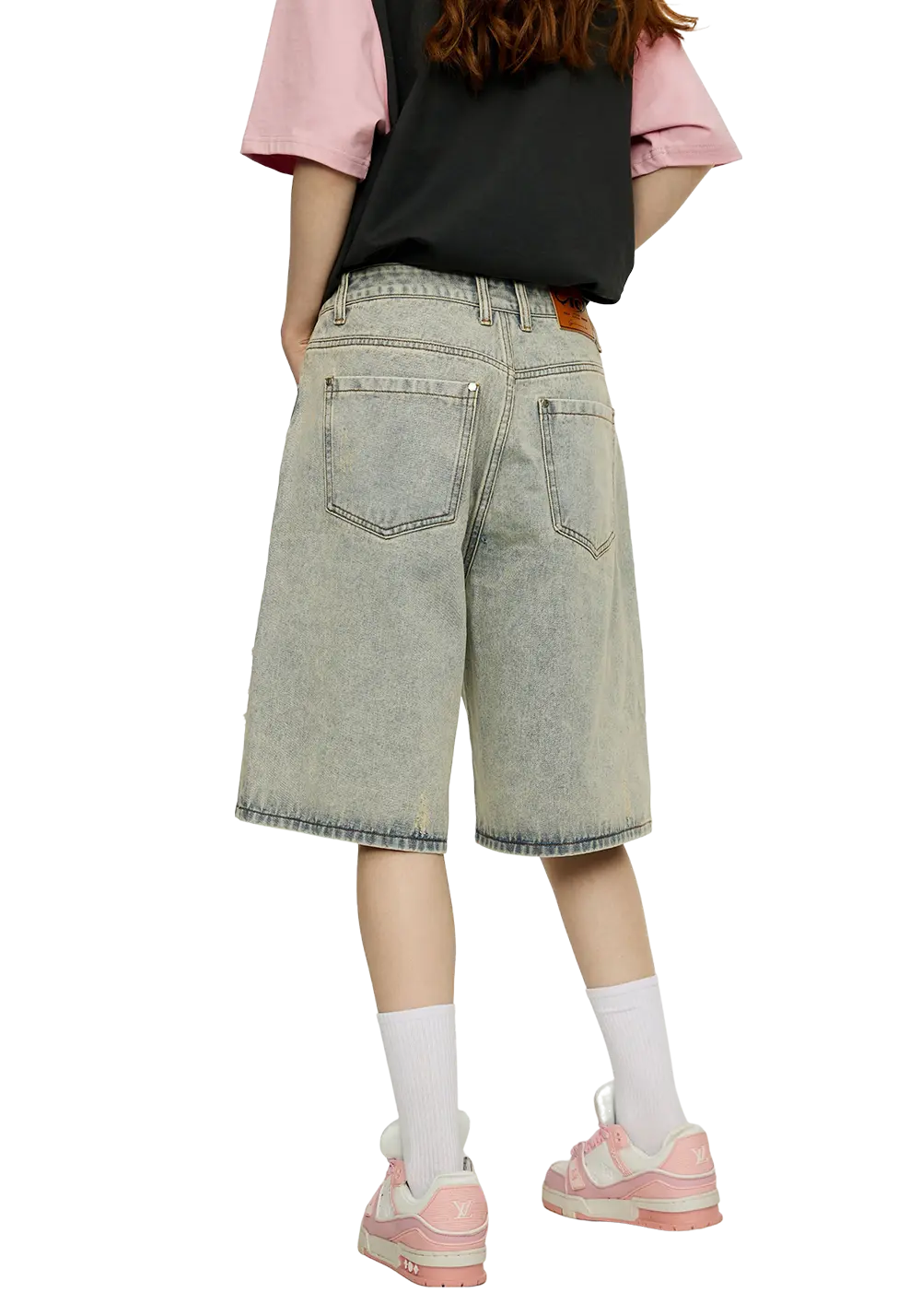 Patchwork Cross Star Embroidered Denim Shorts - PSYLOS 1, Patchwork Cross Star Embroidered Denim Shorts, Shorts, iconslab, PSYLOS 1