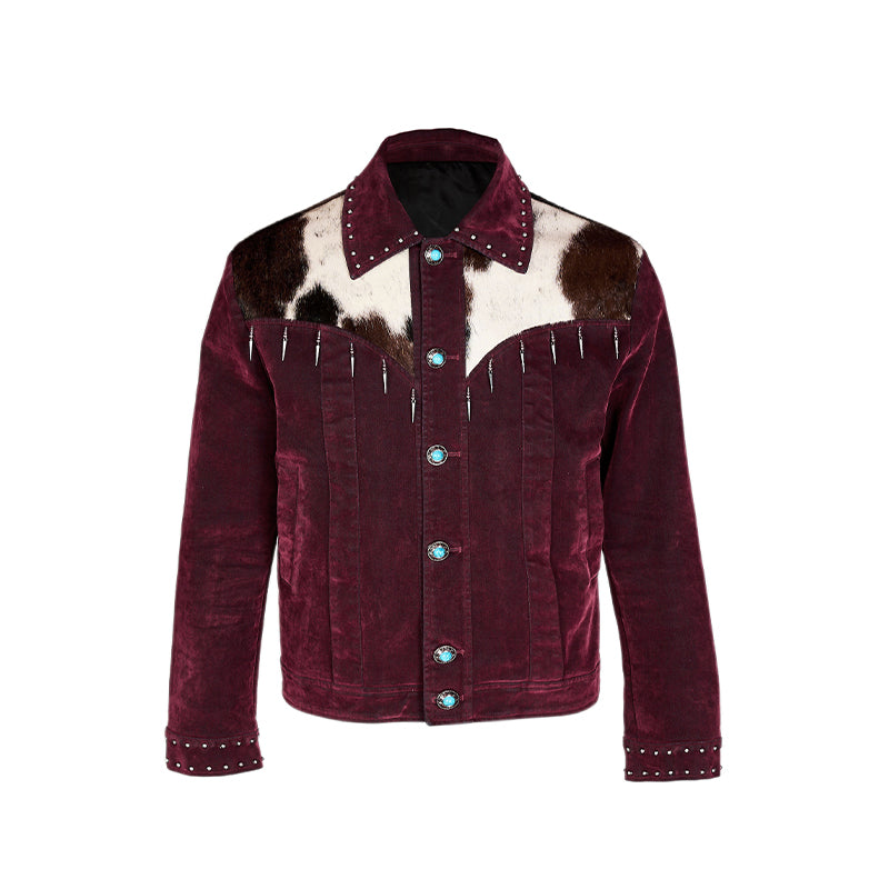 GLACIERBOY "RAP STAR" SERIES Raw Cowhide Short-haired Flocked Jacket