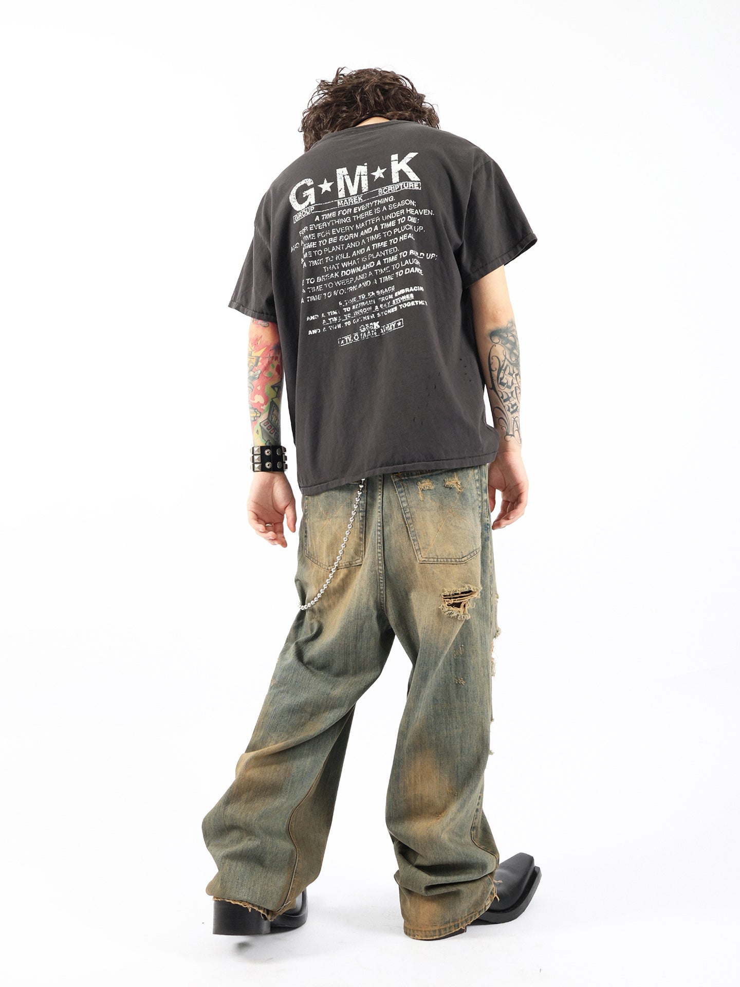 Yellow Mud-dyed Bamboo Wide-leg Baggy Pants