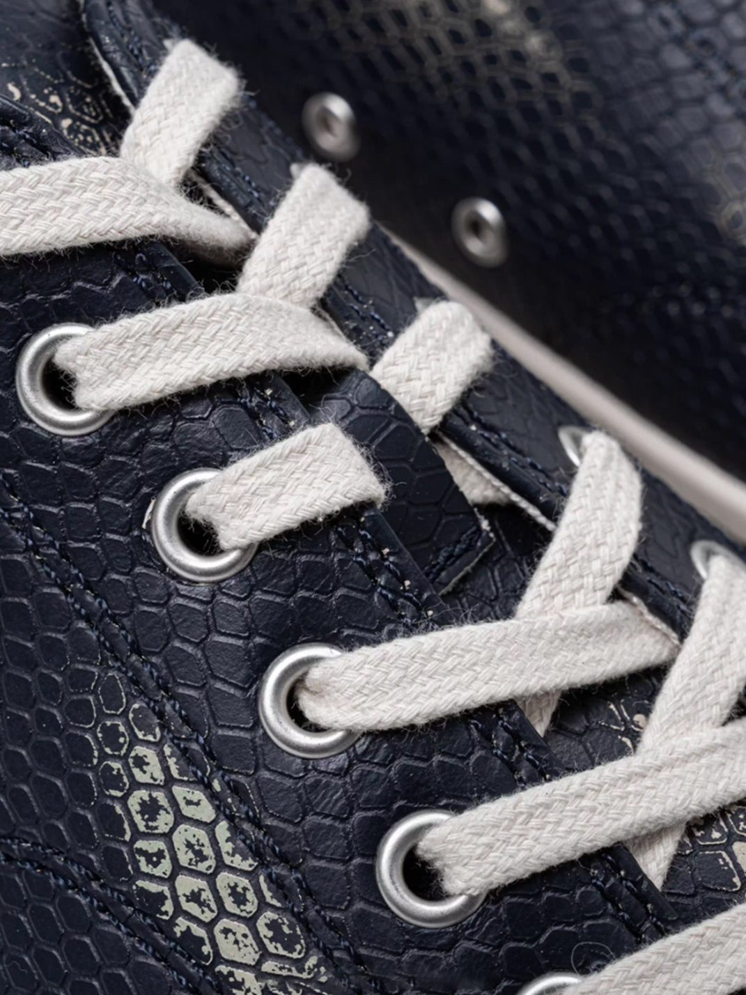 T/C MADE│030 Snake-Pattern Cowhide Low-Top Smiley Canvas Sneakers-Black & Blue - PSYLOS 1, T/C MADE│030 Snake-Pattern Cowhide Low-Top Smiley Canvas Sneakers-Black & Blue, Canvas Sneakers, T/C MADE, PSYLOS 1