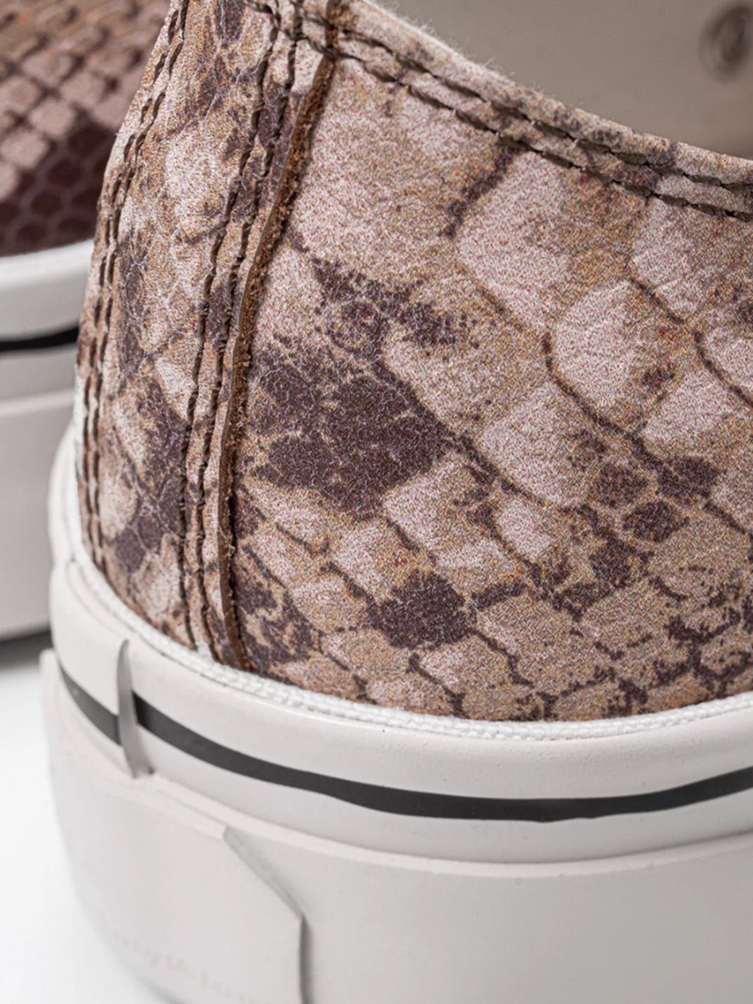 T/C MADE│030 Snake-Pattern Cowhide Low-Top Smiley Canvas Sneakers-Textured Color - PSYLOS 1, T/C MADE│030 Snake-Pattern Cowhide Low-Top Smiley Canvas Sneakers-Textured Color, Canvas Sneakers, T/C MADE, PSYLOS 1