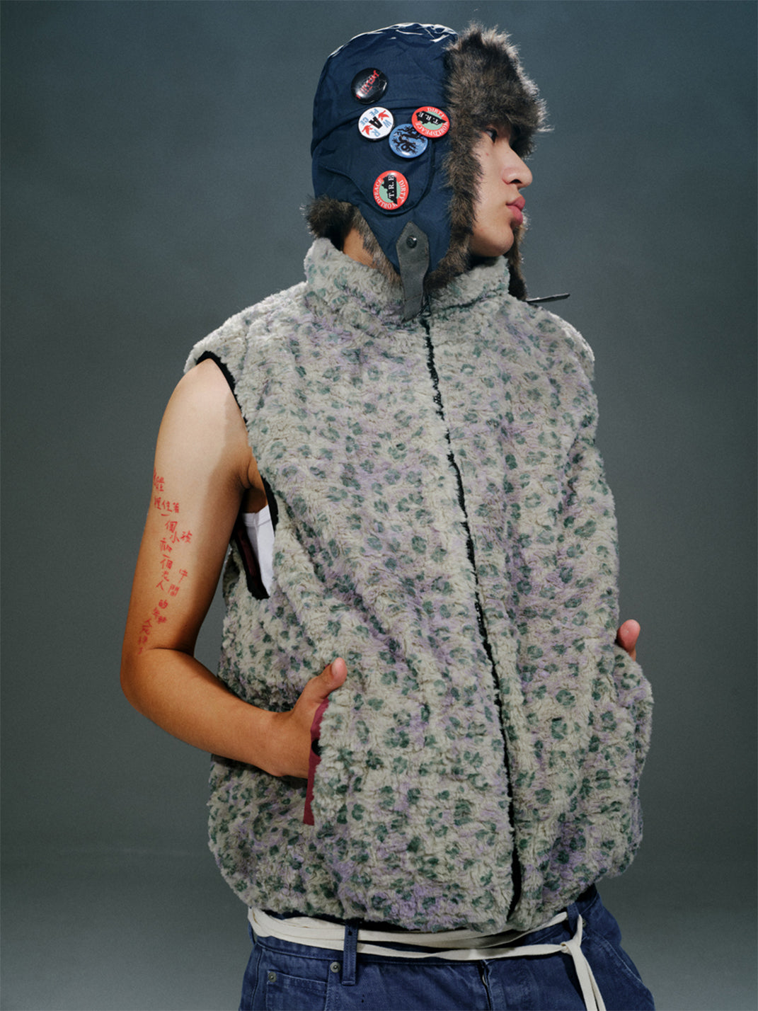 TREclub | Floral Leopard Print Reversible Vest - PSYLOS 1, TREclub | Floral Leopard Print Reversible Vest, Vest, TREclub•JAPAN, PSYLOS 1