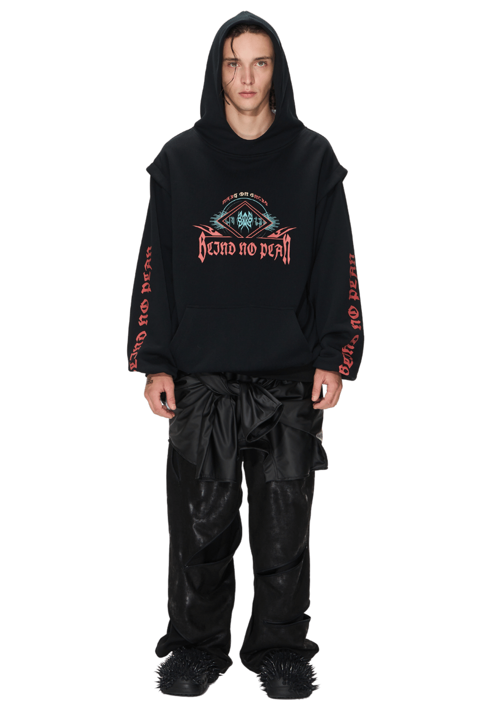 Faux Two Piece Printed Hoodie - PSYLOS 1, Faux Two Piece Printed Hoodie, Hoodie, BLIND NO PLAN, PSYLOS 1