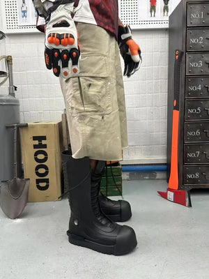 FVVO丨Ironclad Beetle PU Black Leather Boots-Black&High