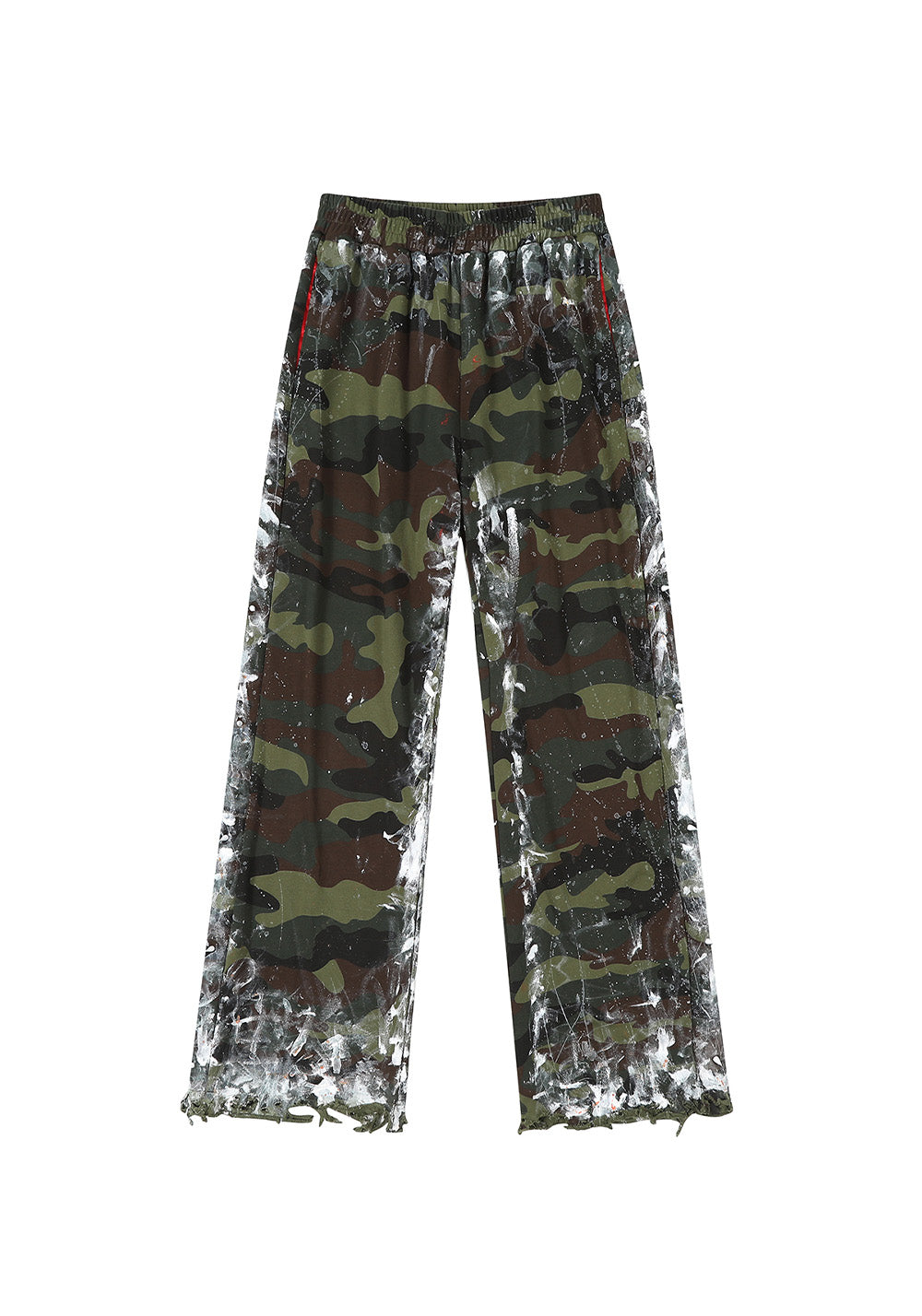 Camouflage Fringe Studded Ink Graffiti Sweatpants