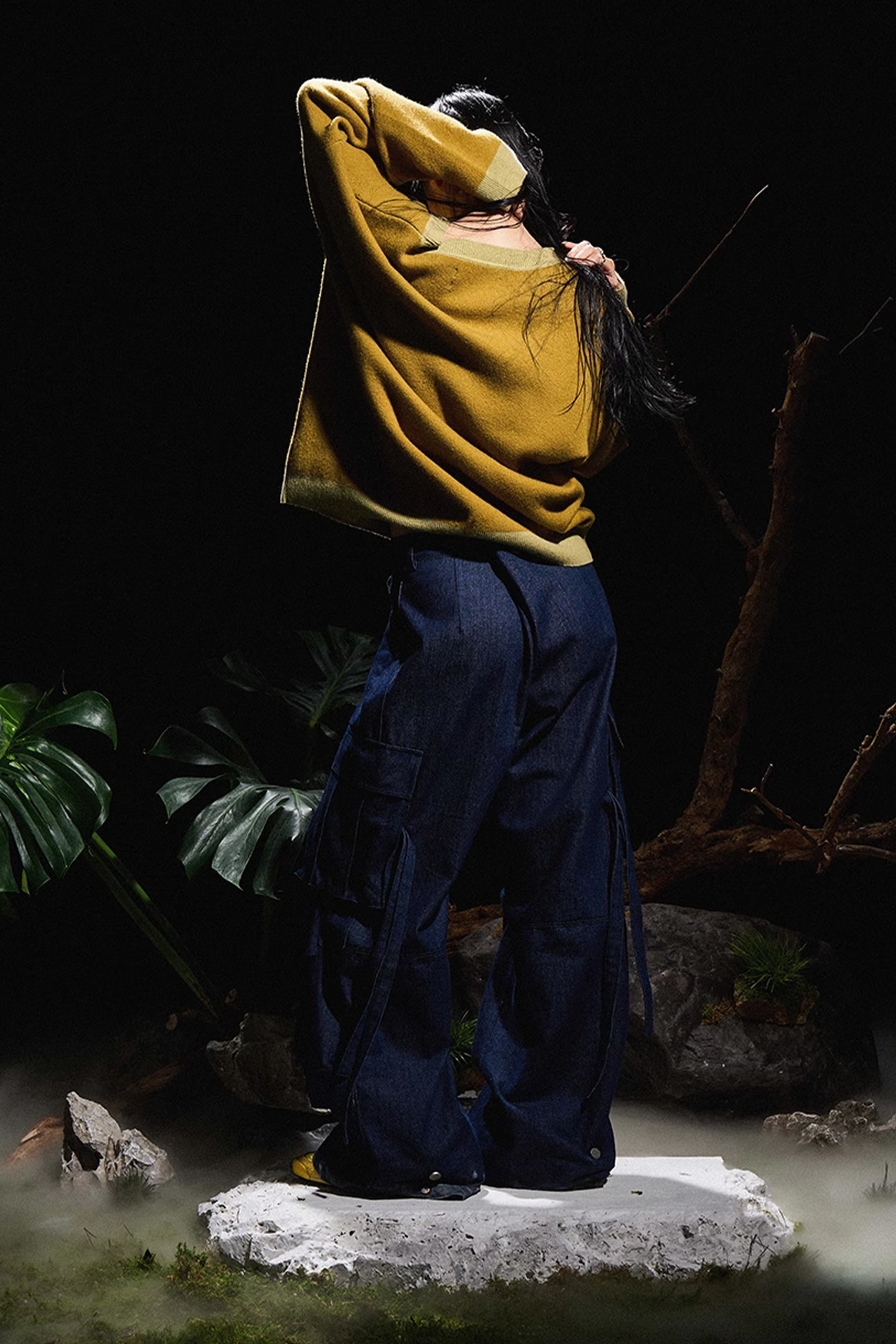 RELABEL丨Washed Silhouette Pleated Ribbon Jeans - PSYLOS 1, RELABEL丨Washed Silhouette Pleated Ribbon Jeans, Pants, RELABEL, PSYLOS 1