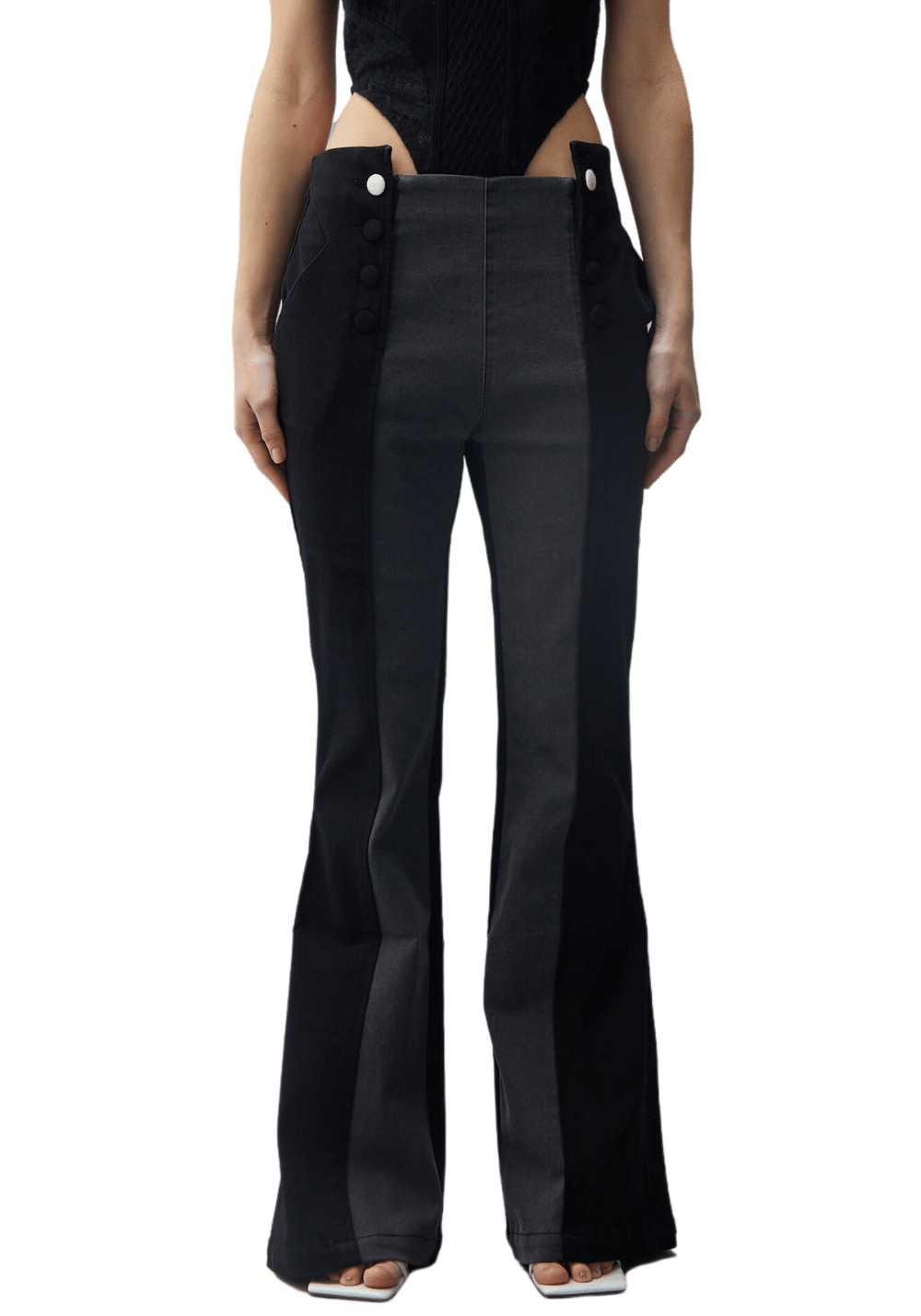 Two Tone Skinny Flared Jeans - PSYLOS 1, Two Tone Skinny Flared Jeans, Pants, Necessary, PSYLOS 1