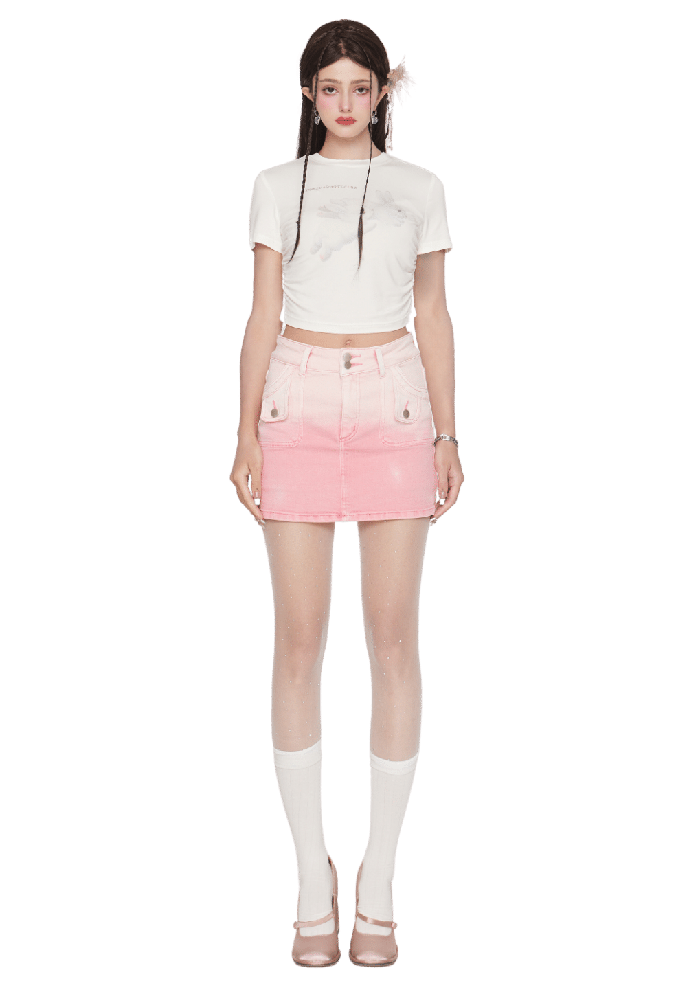 Powder Gradient Denim Mini Skirt - PSYLOS 1, Powder Gradient Denim Mini Skirt, skirt, LHC MODA, PSYLOS 1