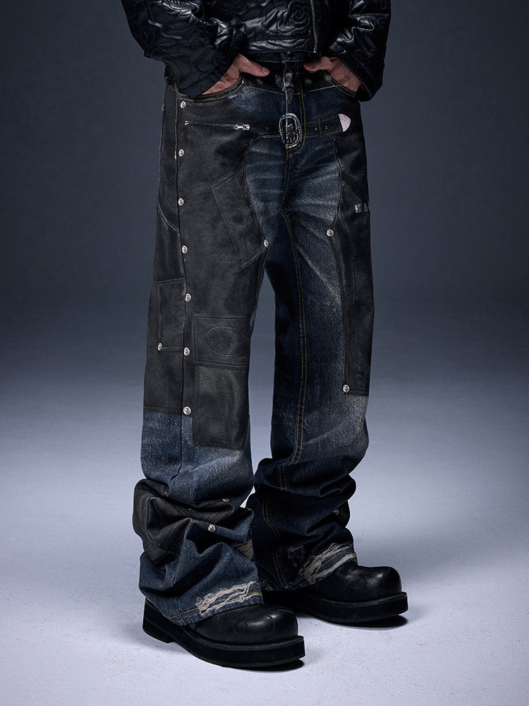 YADcrew丨Rivet Tie Leather Print Pants - PSYLOS 1, YADcrew丨Rivet Tie Leather Print Pants, Pants, YADcrew•JAPAN, PSYLOS 1