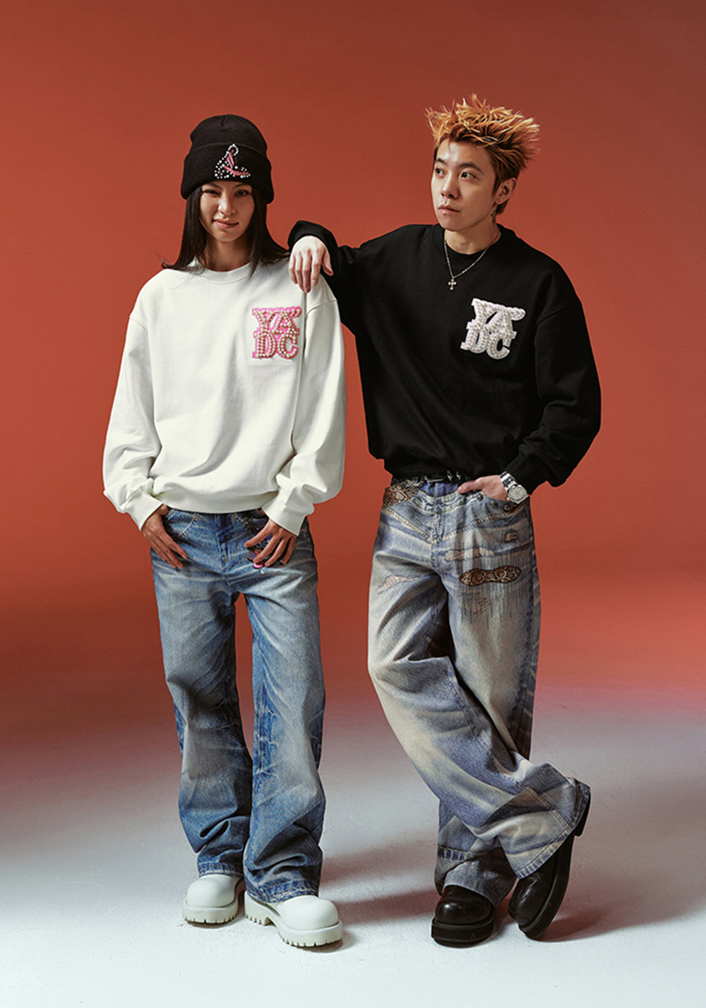 YADcrew丨Pearl Appliqué Basic Crew Neck Sweatshirt - PSYLOS 1, YADcrew丨Pearl Appliqué Basic Crew Neck Sweatshirt, Sweatshirts, YADcrew•JAPAN, PSYLOS 1