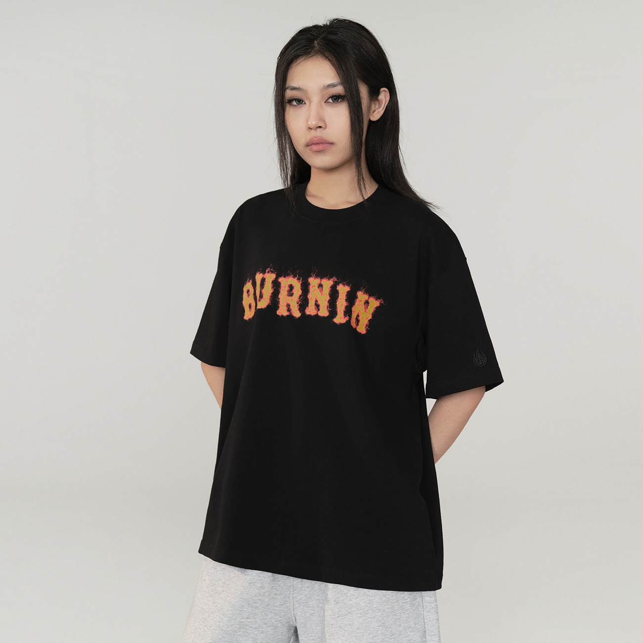 BURNIN*Spark Flame Lava Letter Print Short Sleeve T-shirt - PSYLOS 1, BURNIN*Spark Flame Lava Letter Print Short Sleeve T-shirt, T-Shirt, Burnin, PSYLOS 1