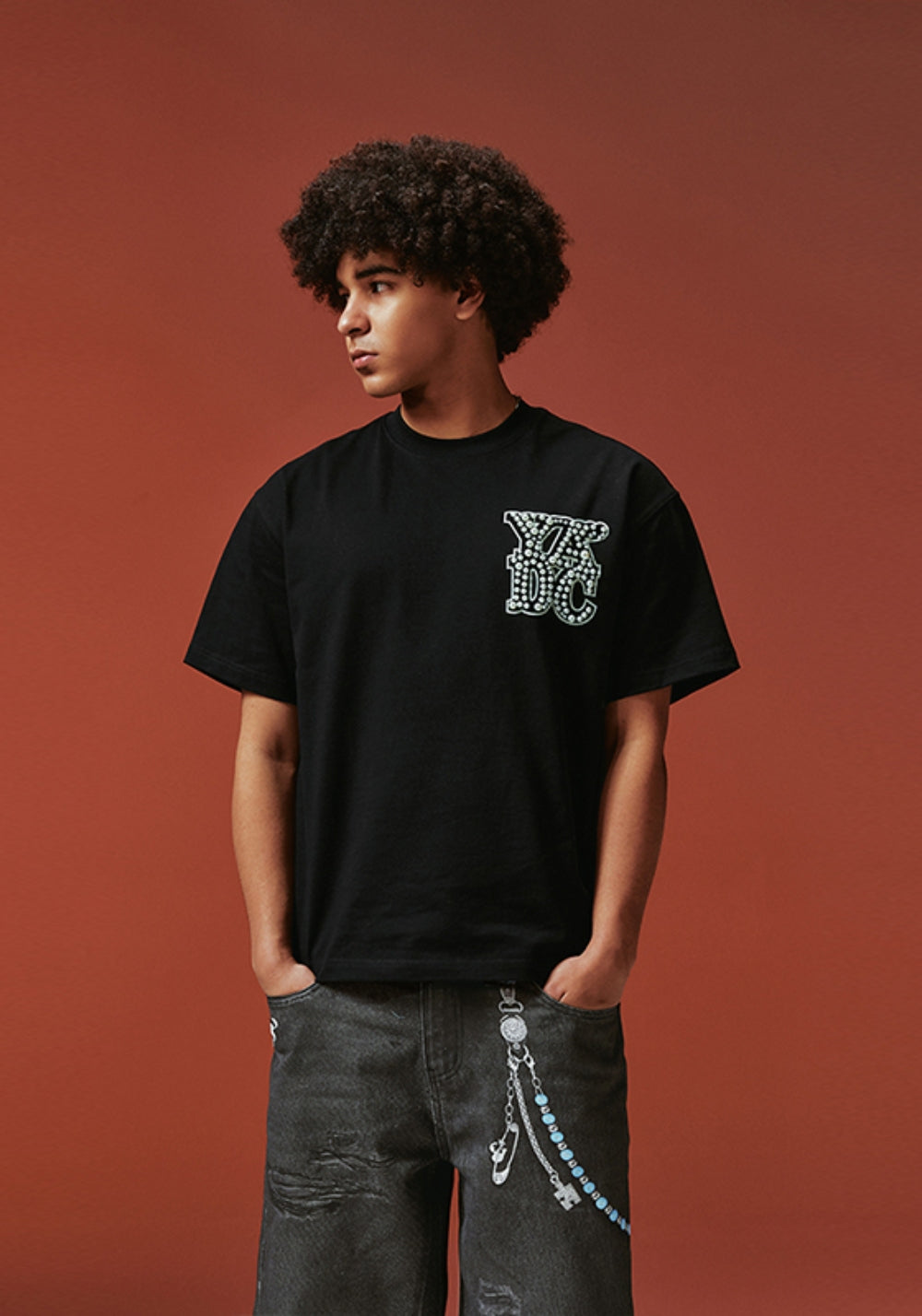 YADcrew丨YADcrew Pearl Patchwork Tee-Black - PSYLOS 1, YADcrew丨YADcrew Pearl Patchwork Tee-Black, T-Shirt, YADcrew•JAPAN, PSYLOS 1