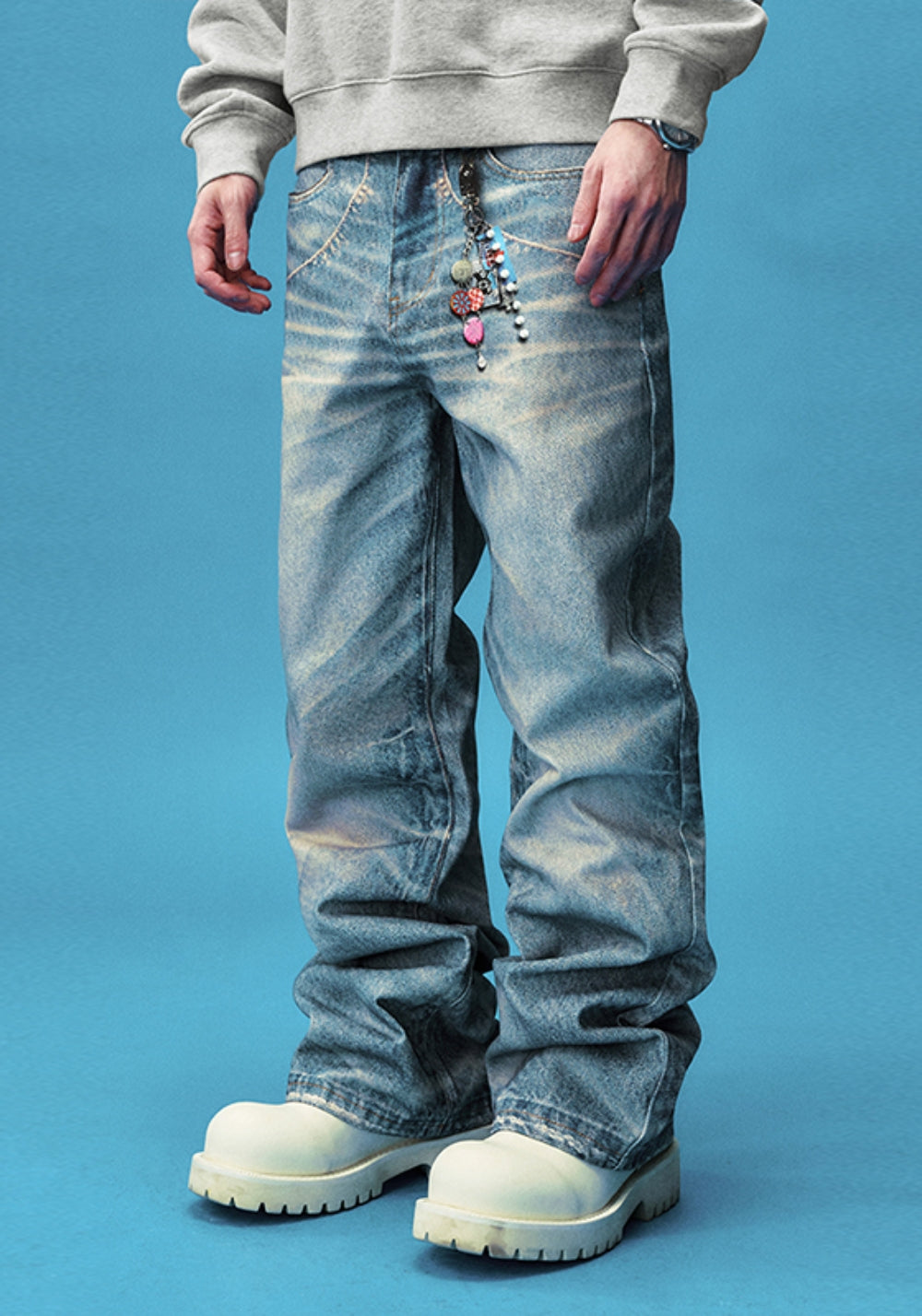 YADcrew丨YADcrew Pendant-Print Jeans - PSYLOS 1, YADcrew丨YADcrew Pendant-Print Jeans, Jeans, YADcrew, PSYLOS 1