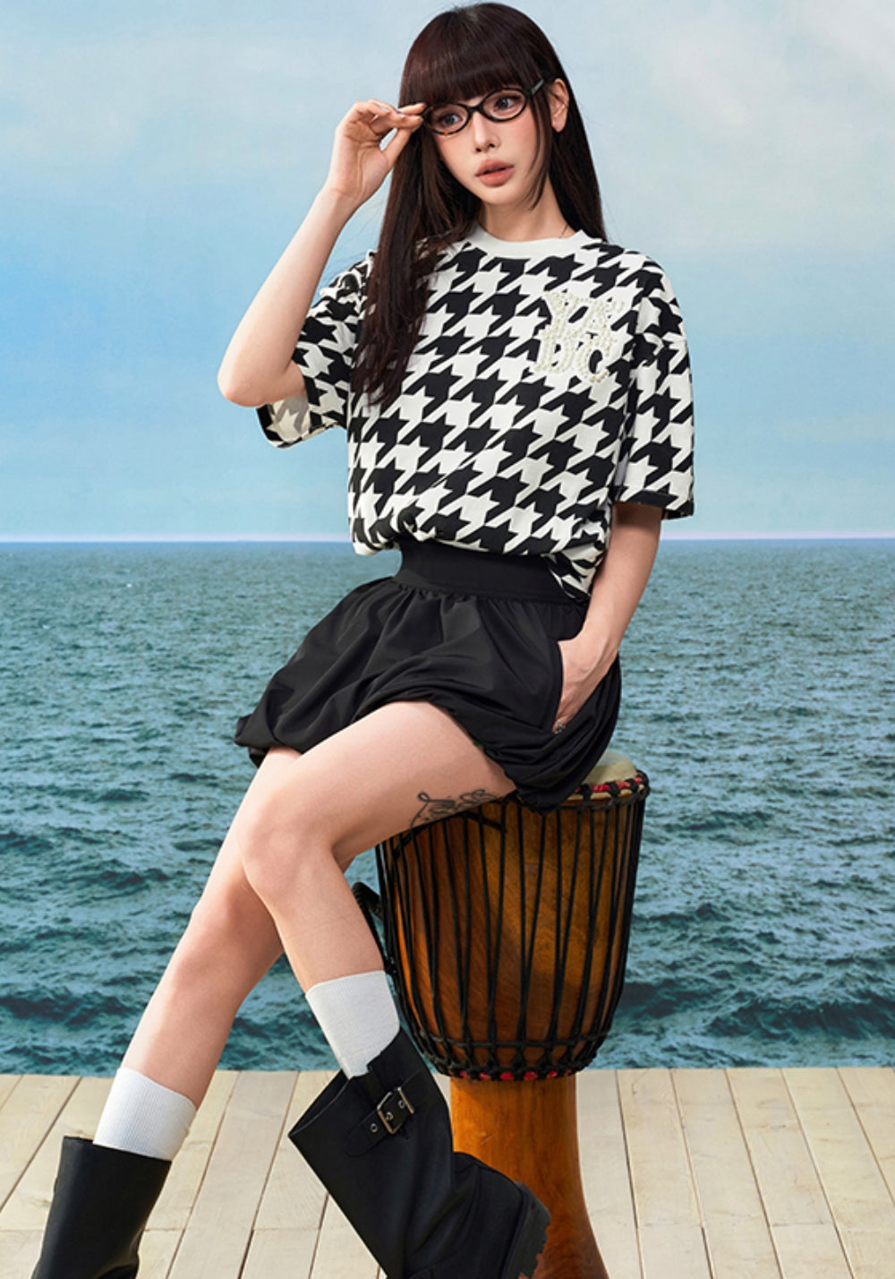 YADcrew丨YADcrew Houndstooth Pearl Tee - PSYLOS 1, YADcrew丨YADcrew Houndstooth Pearl Tee, Shirt, YADcrew, PSYLOS 1