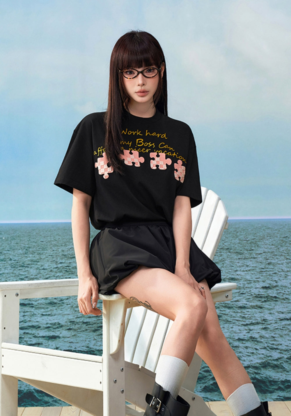 YADcrew丨YADcrew Summer Checkerboard Tee-Black - PSYLOS 1, YADcrew丨YADcrew Summer Checkerboard Tee-Black, T-Shirt, YADcrew•JAPAN, PSYLOS 1