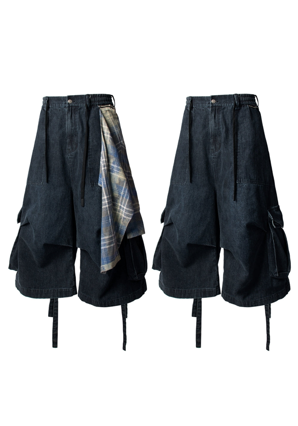 RELABEL丨Detachable Flap Tie-Waist Washed Blue Denim Shorts - PSYLOS 1, RELABEL丨Detachable Flap Tie-Waist Washed Blue Denim Shorts, Shorts, RELABEL, PSYLOS 1