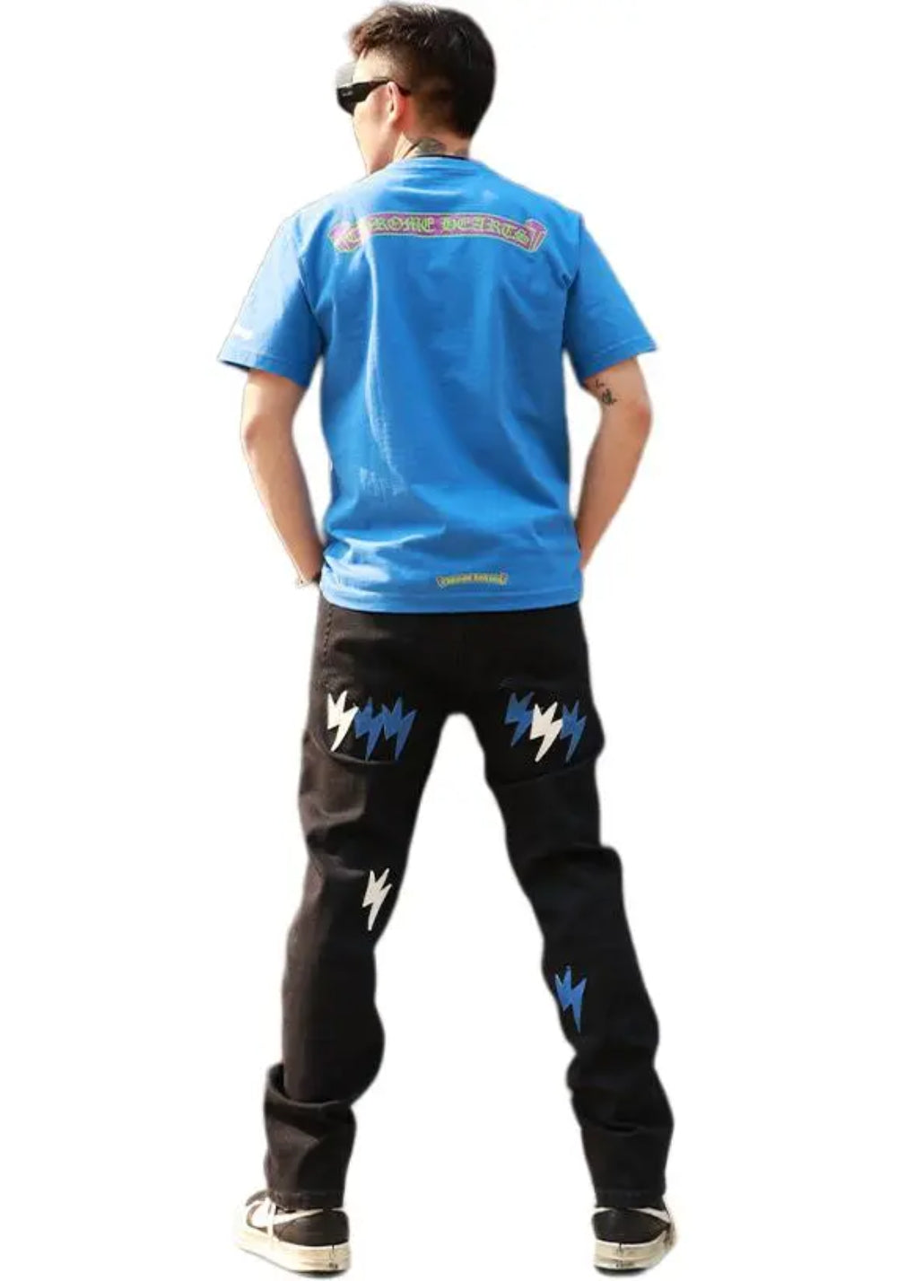 AMEXNOCAP丨Blue-White Ripped Lightning Jeans - PSYLOS 1, AMEXNOCAP丨Blue-White Ripped Lightning Jeans, Jeans, AMEXNOCAP, PSYLOS 1