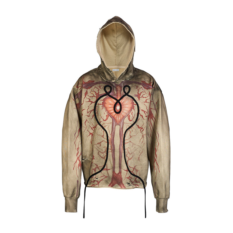 GLACIERBOY "RAP STAR" SERIES Mud-dyed Heart Pearl Hoodie