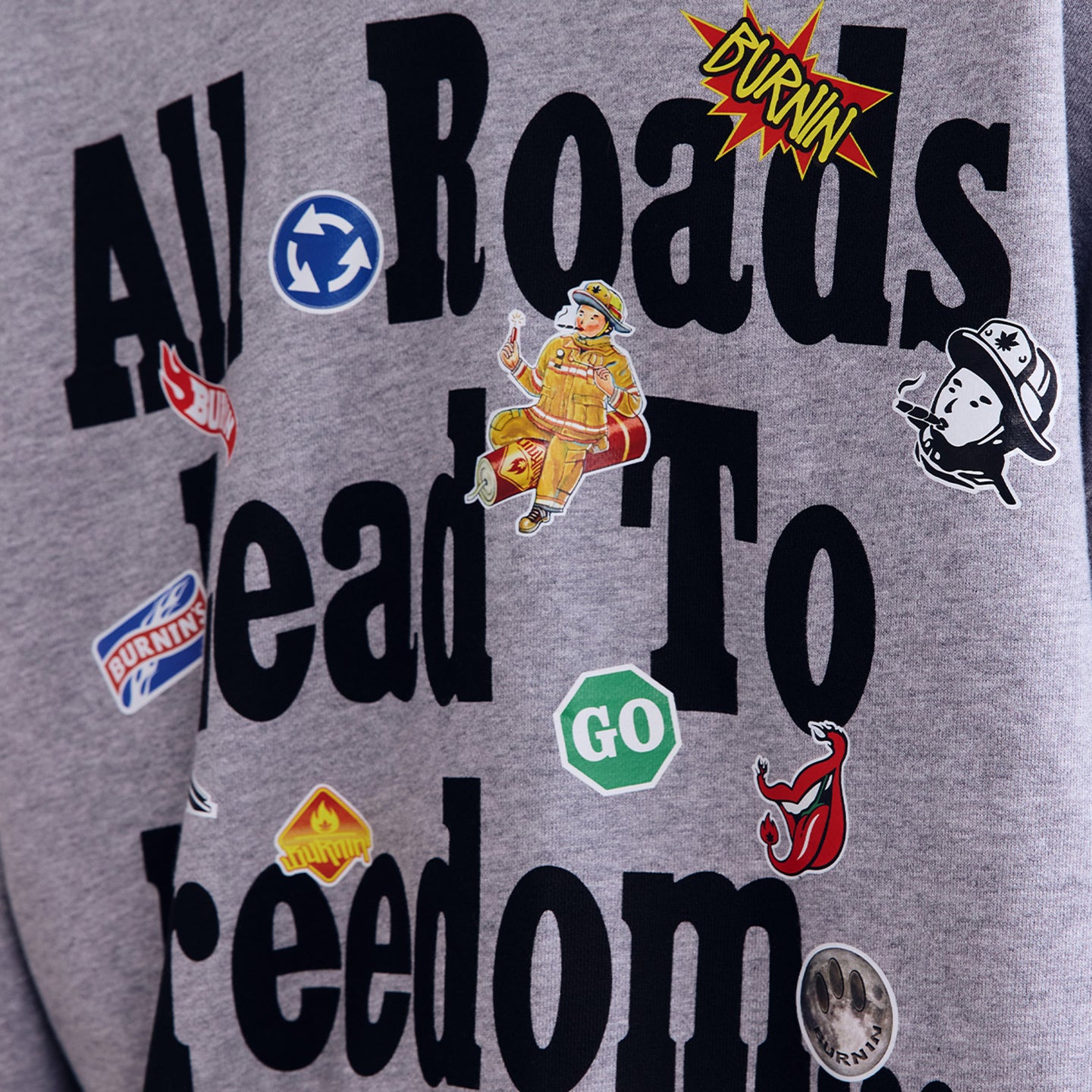 BURNIN* Realistic Sticker Slogan Hoodie - PSYLOS 1, BURNIN* Realistic Sticker Slogan Hoodie, Hoodie, Burnin, PSYLOS 1