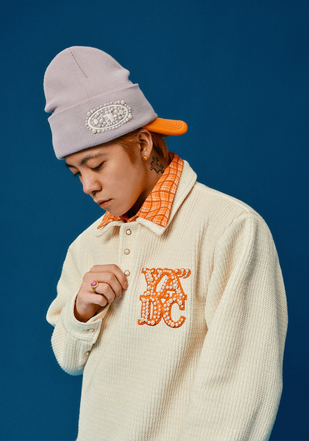 YADcrew丨Pearl LOGO Double Collar POLO Long Sleeve - PSYLOS 1, YADcrew丨Pearl LOGO Double Collar POLO Long Sleeve, Sweater, YADcrew•JAPAN, PSYLOS 1